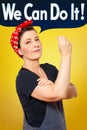 Rosie riveter dungarees we can do it Royalty Free Stock Photo