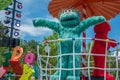 Rosita and Elmo on colorful float at Seaworld 1 Royalty Free Stock Photo