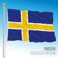 Roslagen regional flag, Kingdom of Sweden Royalty Free Stock Photo