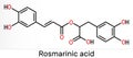 Rosmarinic acid, molecule. It is polyphenol, phenylpropanoid, monocarboxylic acid, non-steroidal anti-inflammatory drug, Royalty Free Stock Photo