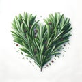 rosmary leaves herb heart shape isolated on white background Royalty Free Stock Photo