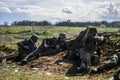 Rosowek, Poland, april 23, 2017: Historical reconstruction battle for Stettin in 1945, Red army against Wehrmacht in Rosowek