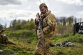 Rosowek, Poland, april 23, 2017: Historical reconstruction battle for Stettin in 1945, Red army against Wehrmacht in Rosowek