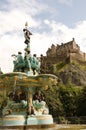 Ross Fountain and Edinburgh Castle in Edinburgh , Scotland Royalty Free Stock Photo