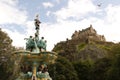 Ross Fountain and Edinburgh Castle in Edinburgh , Scotland Royalty Free Stock Photo