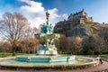 Ross Fountain with Edinburgh Castle Royalty Free Stock Photo