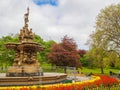 Ross Fountain in Edinburgh, Scotland seen from the Princes Street Gardens on a sunny day. Royalty Free Stock Photo