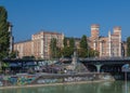 Rossauer Kaserne in Vienna and the Danube Canal