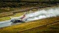 Rossiya airways airplane , Boeing 747-400, take off at phuket a Royalty Free Stock Photo