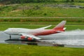 Rossiya airways airplane , Boeing 747-400, take off at phuket a Royalty Free Stock Photo