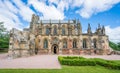 Rosslyn Chapel on a sunny summer day, located at the village of Roslin, Midlothian, Scotland. Royalty Free Stock Photo