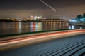 Rosslyn Skyline, Theodore Rosevelt Memorial Bridge and traffic Royalty Free Stock Photo