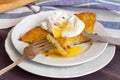 Rosti potatoes with poached egg Royalty Free Stock Photo