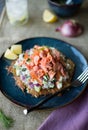 Rosti with Salmon Royalty Free Stock Photo