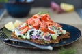 Rosti with Salmon Royalty Free Stock Photo