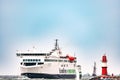 Rostock, Germany - August 2016: Scandlines hybrid ferry in the harbour of Warnemuende