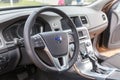 Steering wheel in a Volvo cockpit Royalty Free Stock Photo