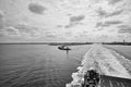 Rostock harbor exit. Looking back to WarnemÃÂ¼nde from the ship sailing to Sweden