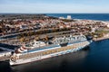 The cruise ship `AIDA diva` of AIDA Cruises has moored at the Cruise Ship Terminal - the city of Warnemuende