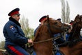 ROSTOV-ON-DON, RUSSIA - APRIL 22, 2022:Don Cossacks on horses. Royalty Free Stock Photo