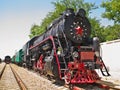 An old steam locomotive of the L-0029 series in Rostov`s Museum of railway transport Royalty Free Stock Photo