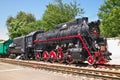 An old steam locomotive of the L-0029 series in Rostov`s Museum of railway transport Royalty Free Stock Photo