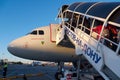 Landing passengers in a jet plane of Russian Airlines Royalty Free Stock Photo