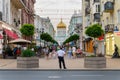 Rostov-on-Don, Russia - June 25, 2018: Sobornyi lane or Lane Cathedral, pedestrian street at evening time