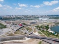 Rostov-on-Don, Russia - May 17, 2018: complex road junction - view from a height