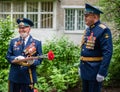 Rostov-on-don, Russia-may 9, 2020. Congratulations to the veteran from the commander of the southern district on the anniversary