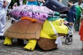 ROSTOV-ON-DON, RUSSIA - 20 May, 2018. Festival Ball of Babies. A parade of Stroller. Stroller dressed in a turtle costume Royalty Free Stock Photo