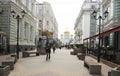 Pedestrians are walking along Soborniy Lane