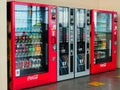 Red beverage vending machine at Platov International Airport