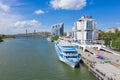 ROSTOV-ON-DON, RUSSIA - MAY 2019: Riverport on the waterfront. Rostov-on-Don. Russia Royalty Free Stock Photo