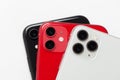 Apple iPhone 11 Red, Apple iPhone 11 Pro silver and Apple iPhone XR black