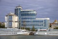 Modern liners at the pier on the embankment of the Don River. Rostov on Don, Russia Royalty Free Stock Photo