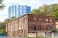 ROSTOV-ON-DON, RUSSIA, 07 OCTOBER 2017: Old dilapidated brick building on the street in the city of Rostov-on-Don against the back