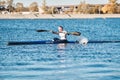 Training of athletes canoe rowers.