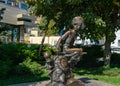 Metal statue of boy Nahalenok-character of Sholokhov story on embankment of Rostov-on-Don Royalty Free Stock Photo