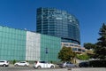 View of new modern buildings with original decoration from the embankment of Rostov-on-Don. Sunny day Royalty Free Stock Photo