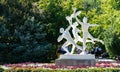 White sculpture of Olympians on embankment of Rostov-on-Don. Sunny days