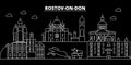 Rostov on Don silhouette skyline. Russia - Rostov on Don city, russian linear architecture. Rostov on Don line travel