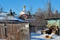 Poor and modest courtyard in Rostov the Great, Russia Royalty Free Stock Photo