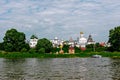 Rostov Kremlin, Russia, view from Lake Nero. The majestic beauty of Russian cities. Tourist destination of the Golden Ring