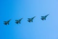 ROSTOV-NA-DONU, RUSSIA - CIRCA SEPTEMBER 2017: Russian fighter planes in sky at military air parade