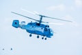 ROSTOV-NA-DONU, RUSSIA - CIRCA SEPTEMBER 2017: Russian helicopter in sky at military air parade