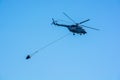 ROSTOV-NA-DONU, RUSSIA - CIRCA SEPTEMBER 2017: Russian helicopter in sky at military air parade