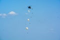 ROSTOV-NA-DONU, RUSSIA - CIRCA SEPTEMBER 2017: Russian paratroopers in sky at military air parade