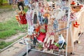 Rostov region, stanitsa Starocherkasskaya, Russia. 08.02.2020. Handmade dolls and toys at rural fair