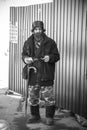 Rostov, Russia - Circa 2014: Homeless sad old man Royalty Free Stock Photo